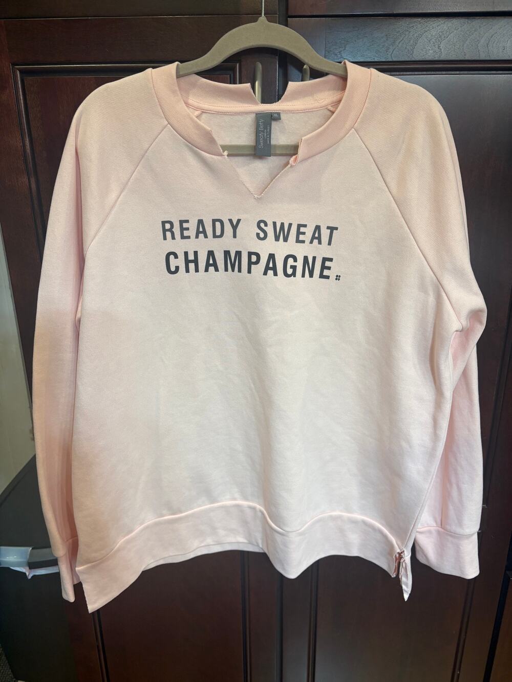 Sweaty Betty "Ready to Sweat Champagne" Pink Crewneck Size XL Modified
